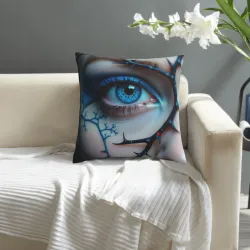 Housse de coussin en peluche surréaliste avec des yeux - Okomall