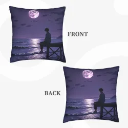 Federa Cuscino in Peluche Notte Stellata e Vista Mare - Okomall