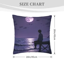 Funda de Almohada de Peluche con Noche Estrellada y Vista al Mar - Okomall