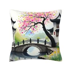 風景画付きのぬいぐるみクッションカバー - Okomall