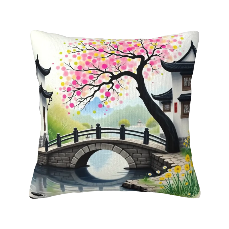 風景画付きのぬいぐるみクッションカバー - Okomall