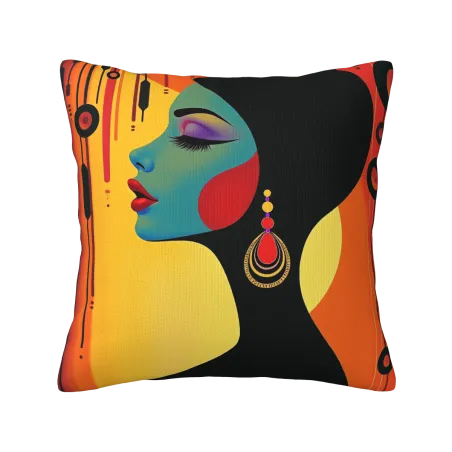 Funda de cojín de peluche con arte abstracto - Okomall