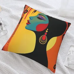 Funda de cojín de peluche con arte abstracto - Okomall