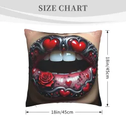 Funda de cojín de felpa con arte de los labios - Okomall