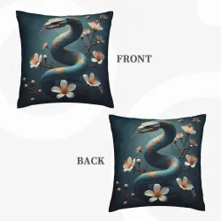 Cherry Blossom and Snake Plush Pillow Cover - Okomall