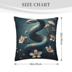Housse de coussin en peluche Fleur de cerisier et serpent - Okomall