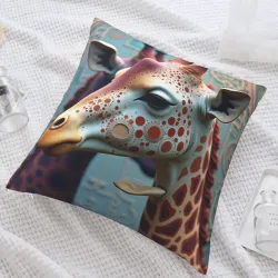 Housse de coussin en peluche à motif d'animaux abstraits - OkOmall