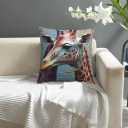 Housse de coussin en peluche à motif d'animaux abstraits - OkOmall