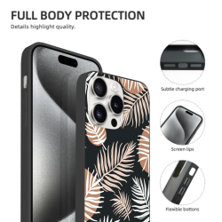 iPhone 15/Pro/Max 树叶图案手机壳 - okomall