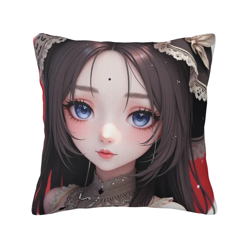 精美少女風毛絨抱枕套 - OkoMall