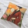 일본의 아름다움 일러스트가 새겨진 플리스 쿠션 커버 - Okomall