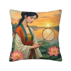 古典美人抱枕套 - 18x18英寸 | Okomall