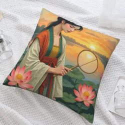 古典美人抱枕套 - 18x18英寸 | Okomall