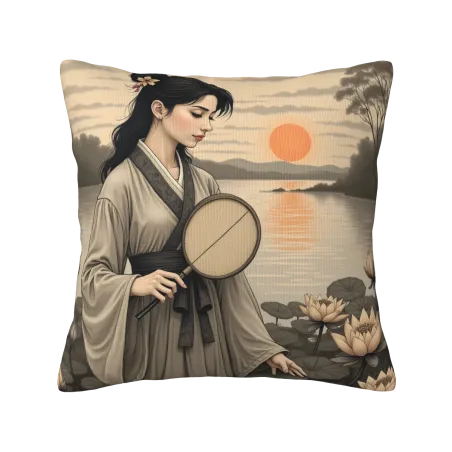Taie d'oreiller en peluche avec motif de forêt au crépuscule - Okomall
