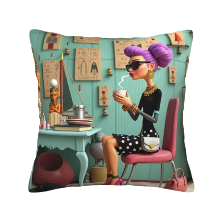 Vintage Plüschkissenbezug doppelseitig - Elegante Dame | OKOMALL