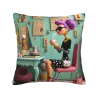 Housse de coussin en peluche vintage double face - Dame élégante | OKOMALL