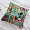 Housse de coussin en peluche vintage double face - Dame élégante | OKOMALL