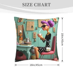 Funda de cojín de felpa vintage con estampado doble - Elegante dama | OKOMALL