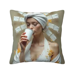 Federa cuscino in peluche con ritratto femminile estetico - Okomall