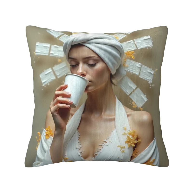 Housse de coussin en peluche avec portrait féminin esthétique - Okomall