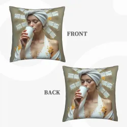 Beautiful Female Portrait Plush Pillow Cover - Okomall