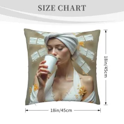 Housse de coussin en peluche avec portrait féminin esthétique - Okomall