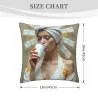 Housse de coussin en peluche avec portrait féminin esthétique - Okomall