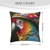 Housse de coussin en peluche à motif d'oiseaux tropicaux - Okomall