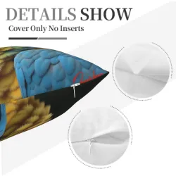 Funda de cojín de felpa con estampado de pájaros tropicales - Okomall