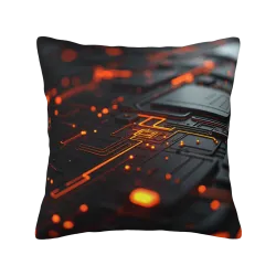 Federa per cuscino con texture a circuito futuristico - Okomall
