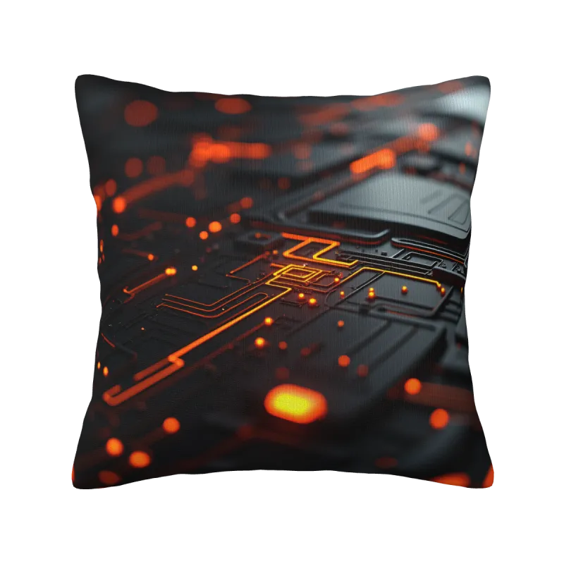 Federa per cuscino con texture a circuito futuristico - Okomall