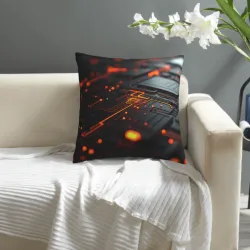 Funda de cojín con textura de circuito futurista - Okomall