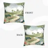 Housse de coussin en peluche à motif de sentier forestier - Okomall