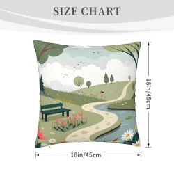 Funda de cojín de peluche con diseño de sendero forestal - Okomall