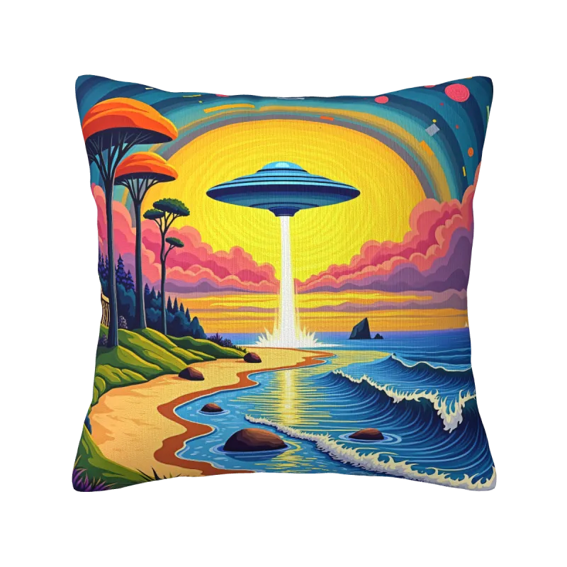 Psychedelic Forest Plush Pillow Cover - Okomall