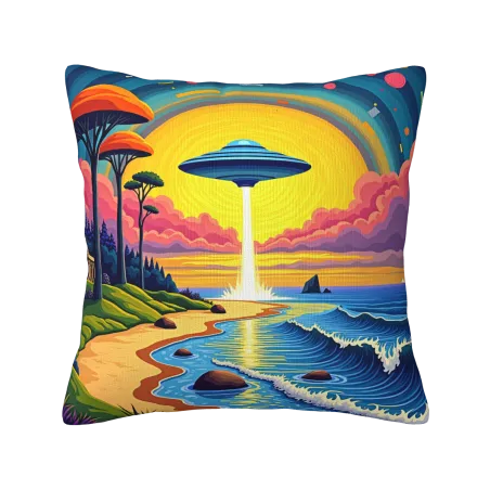 Psychedelic Forest Plush Pillow Cover - Okomall