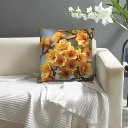 Housse de coussin en peluche à fleurs - 45x45 cm | Okomall