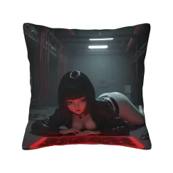 Funda de Almohada de Peluche con Chica Cyberpunk - Okomall