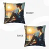 Funda de cojín de felpa con diseño de belleza en la playa al atardecer - Okomall