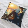 日落海滩美人毛绒抱绒抱枕套 - Okomall