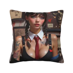 Federa cuscino in peluche con stampa fronte-retro - Giovane donna affascinante - Okomall