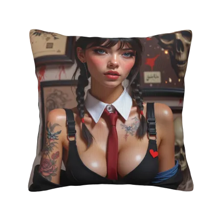 Housse de coussin en peluche à motif imprimé recto-verso - Jeune fille séduisante - Okomall