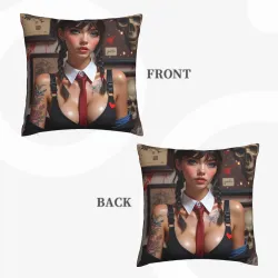 Federa cuscino in peluche con stampa fronte-retro - Giovane donna affascinante - Okomall