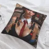 Housse de coussin en peluche à motif imprimé recto-verso - Jeune fille séduisante - Okomall