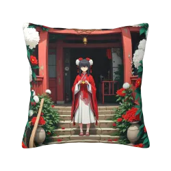 Cuscino in peluche a tema giardino giapponese - 18x18 pollici | Okomall