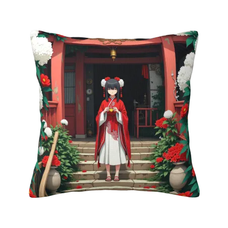日式庭園毛絨抱枕套 - 18x18英寸 | Okomall