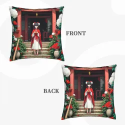 Cuscino in peluche a tema giardino giapponese - 18x18 pollici | Okomall
