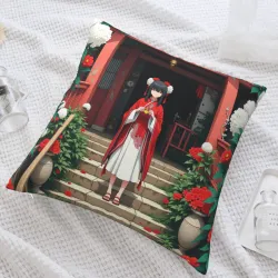 Cuscino in peluche a tema giardino giapponese - 18x18 pollici | Okomall