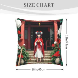 일본식 정원 플러시 쿠션 커버 - 18x18인치 | Okomall