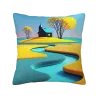 Housse de coussin en peluche à motif paysage abstrait - Okomall